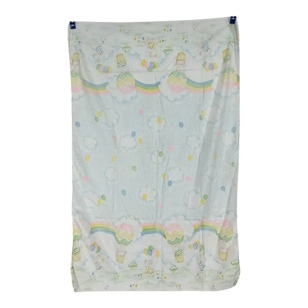 2 Vintage Toddletime Receiving Baby Blanket Bears Balloons Rainbows Flannel